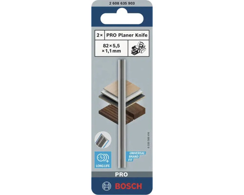Set 2 cuțite pentru rindeluit Bosch PRO 82 x 5,5 x 1,1 milimetri pentru rindele electrice pe suport tip blister