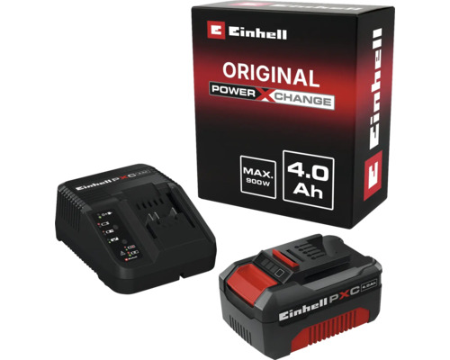 Set de pornire Einhell Power X Change cu acumulator de 4,0 amperi-oră și încărcător în ambalaj original