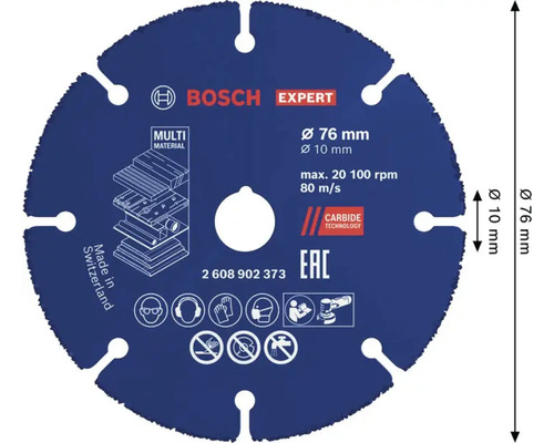 Disc de taiere Bosch Expert MultiMaterial diametru 76 milimetri pentru polizor unghiular cu tehnologie carbura