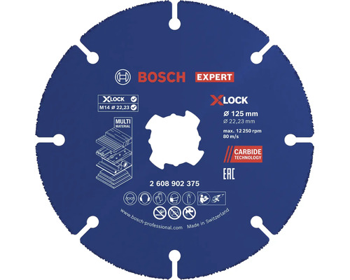 Disc de tăiere Bosch Expert MultiMaterial pentru polizor unghiular, diametru 125 milimetri cu prindere X-Lock.