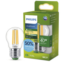 Bec LED Philips în formă de picătură 2.3 Watt înlocuiește 40 Watt dulie E27 lumină alb cald 2700 Kelvin în ambalaj