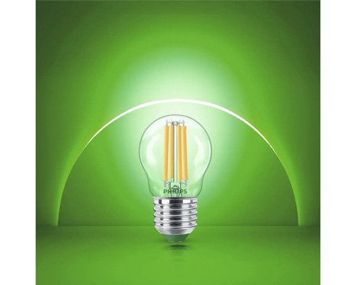 Bec LED cu filament Philips cu soclu E27 în formă de pară