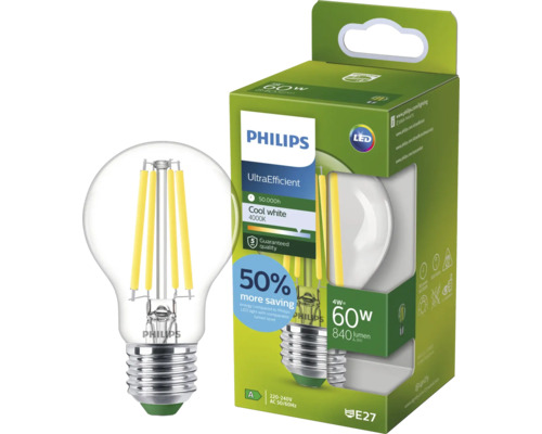 Bec LED Philips E27 4 Watt 840 lumeni alb rece 4000 Kelvin echivalent bec 60 Watt