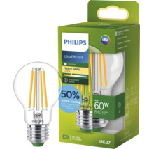 Bec LED Philips E27, 4 Wați, 840 lumeni, culoare lumină alb cald 2700 Kelvin, reglabil, eficient energetic, în ambalaj.