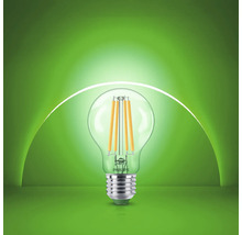 Bec cu filament LED Philips cu soclu cu filet și glob de sticlă