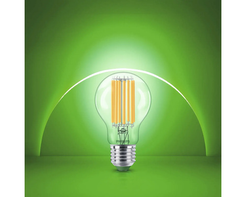Bec LED Philips cu dulie E27 și filamente LED vizibile