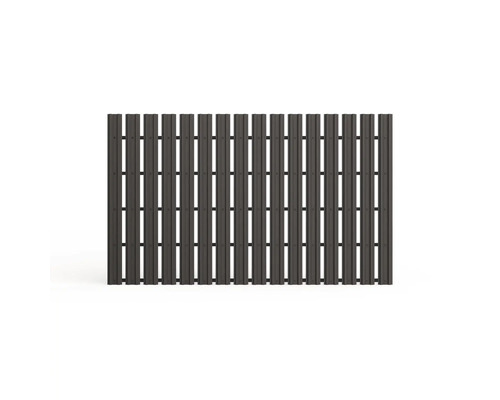 Panou de gard rectangular din profile de plastic dispuse vertical cu spatii intre ele