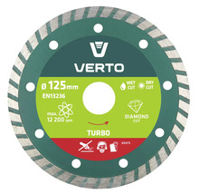 Disc diamantat Verto Turbo 125 milimetri pentru tăiere umedă și uscată