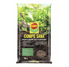 Pământ pentru plante verzi și palmieri Compo Sana la pachet de 10 litri pentru nutriția optimă a plantelor de interior.