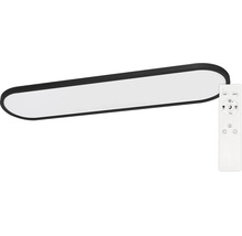 Plafonieră LED alungită cu telecomandă pentru controlul iluminatului interior modern.