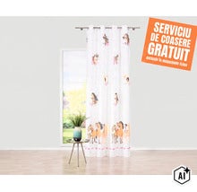 Perdea cu inele și imprimeu cu cai pentru camera copiilor, include serviciu de coasere gratuit în magazinele participante. (Image AI modified or generated)