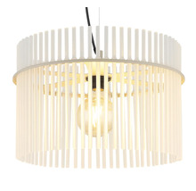 Pendul rotund cu abajur din tije verticale, sursa de iluminat inclusa pentru interior.