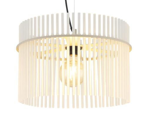 Pendul rotund cu abajur din tije verticale, sursa de iluminat inclusa pentru interior.