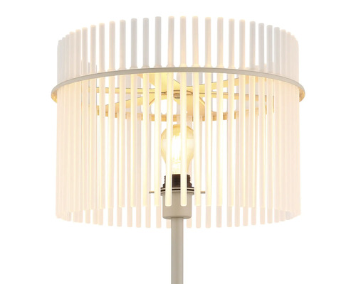 Lampadar modern cu abajur cilindric format din tije verticale, sursa de lumina inclusa.