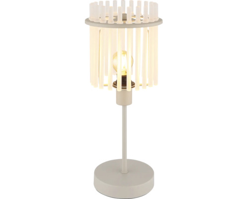 Lampă de masă modernă cu abajur din tije verticale de sticlă pe bază metalică rotundă, inclusiv sursă de lumină cu filament LED