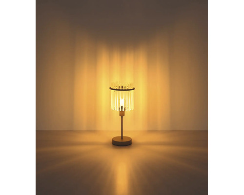 Lampă de masă modernă cu tije de sticlă și lumină caldă pentru iluminat de accent