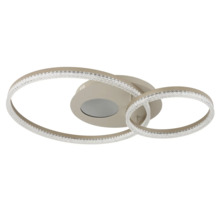 Plafonieră LED modernă cu două inele întrepătrunse din metal și design din plastic cu aspect de cristal