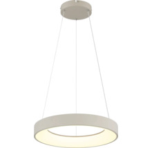 Pendul LED rotund modern cu design plat și montare pe tavan pentru o distribuție uniformă a luminii.