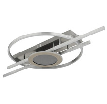 Plafonieră LED modernă din metal cu elemente circulare și liniare pentru iluminarea uniformă a încăperii.