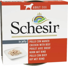 Schesir Adult hrana umeda pentru caini conserve pui cu vita in aspic