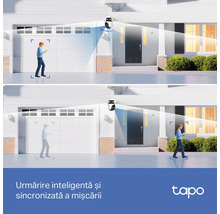 Cameră de supraveghere Tapo cu urmărire inteligentă a mișcării în fața unei case