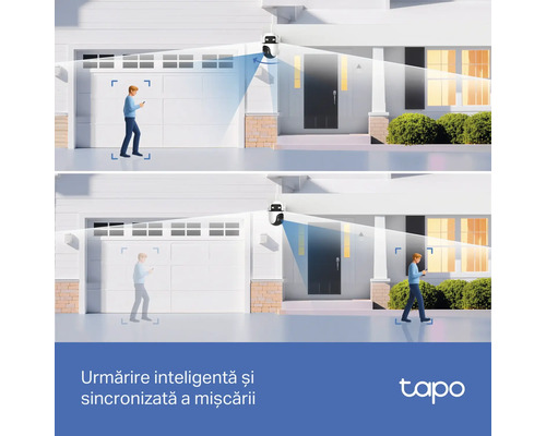 Cameră de supraveghere Tapo cu urmărire inteligentă a mișcării în fața unei case