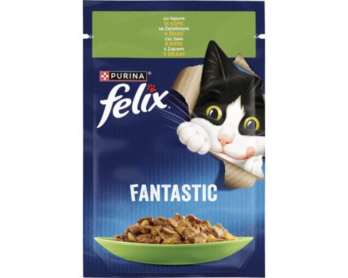 Hrana umeda pentru pisici Purina Felix Fantastic cu iepure in aspic