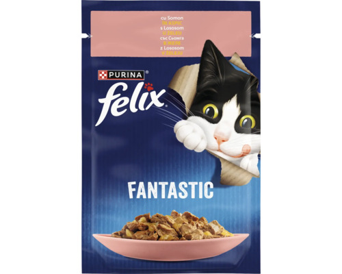 Hrana pentru pisici Purina Felix Fantastic cu somon in aspic plic
