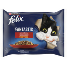 Plic hrană pentru pisici Purina Felix Fantastic selecție rustică cu vită și pui în aspic.