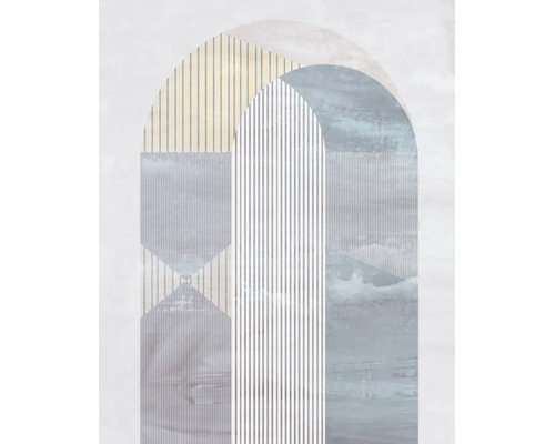 Decoratiune de perete cu motiv abstract in forma de arcada si linii geometrice in stil modern