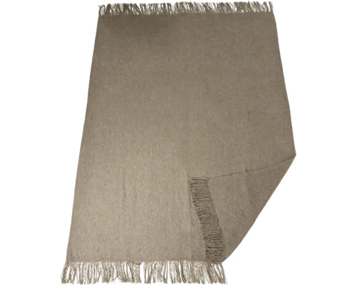 O cuvertură de pat dreptunghiulară din material textil cu franjuri pe laturile scurte.