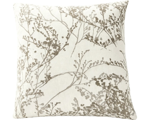 Pernă decorativă pătrată cu un model de ramuri și frunze delicate, ca accesoriu textil pentru interior