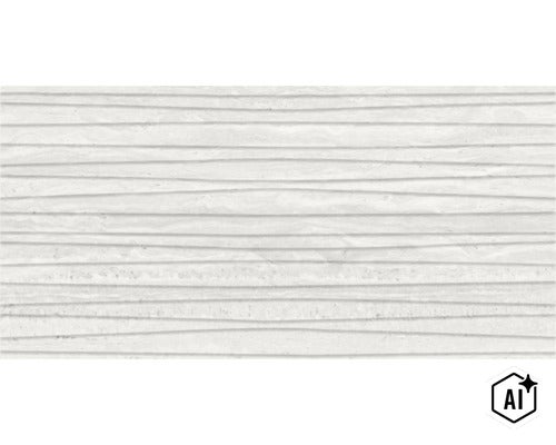 Placă ceramică de perete aspect piatră cu structură cu benzi orizontale pentru interior (Image AI modified or generated)