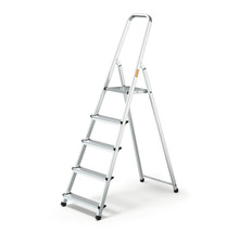Scară de uz casnic din aluminiu cu 5 trepte și mâner de siguranță