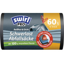 Sac de gunoi rezistent Swirl Pro 60 litri 12 bucăți din plastic reciclat cu bandă de legare