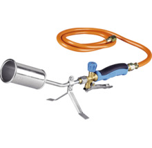 Arzător pe gaz cu furtun și suport pentru utilizare în exterior