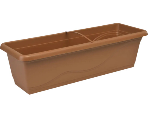Jardinieră alungită din plastic cu model ondulat ca element de design pentru plantare pe balcon sau terasă