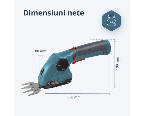 Foarfeca pentru tuns iarba si arbusti Konner si Sohnen cu dimensiuni greutate 1 kilogram dimensiuni 300 pe 100 pe 80 milimetri