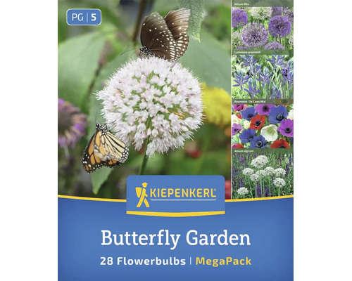 Bulbi de flori Kiepenkerl Butterfly Garden Mega Pack cu 28 de bulbi pentru o pajiște cu flori prietenoasă cu insectele.