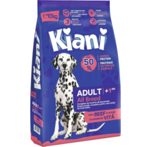 Hrana uscata pentru caini adulti Kiani cu aroma de vita, sac de 10 kilograme.