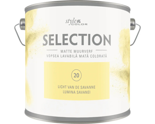 Vopsea lavabilă mată StyleColor Selection Lumina Savanei într-o găleată cu mâner