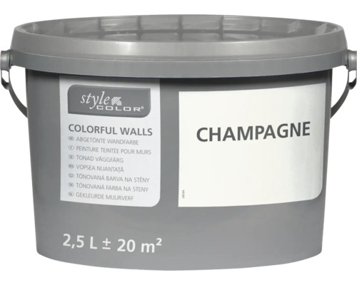 Vopsea pentru pereți StyleColor la găleată, nuanță Champagne, volum 2,5 litri pentru aproximativ 20 metri pătrați.