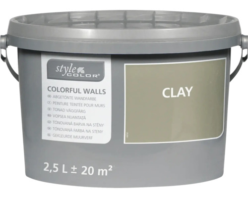 Găleată din plastic cu vopsea lavabilă StyleColor Colorful Walls în nuanța Clay, recipient de 2,5 litri pentru circa 20 metri pătrați.
