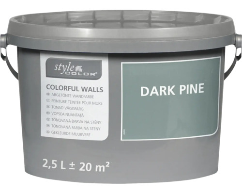 O găleată de vopsea lavabilă StyleColor nuanța Dark Pine cu un volum de 2,5 litri pentru o suprafață de aproximativ 20 metri pătrați. O găleată de vopsea lavabilă StyleColor nuanța Dark Pine cu un volum de 2,5 litri pentru o suprafață de aproximativ 20 metri pătrați.