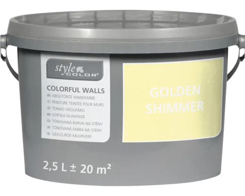 Vopsea lavabilă Style Color Colorful Walls la găleată de 2,5 litri, nuanța Golden Shimmer, pentru aproximativ 20 metri pătrați
