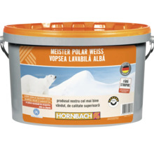 Găleată vopsea lavabilă pentru interior Meister Polar Weiss, vopsea albă de perete, fabricat în Germania, calitate Hornbach.