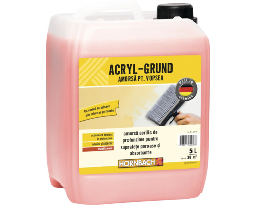 Bidon cu amorsă acrilică pentru suprafețe poroase, 5 litri, pentru interior și exterior, marcă proprie Hornbach