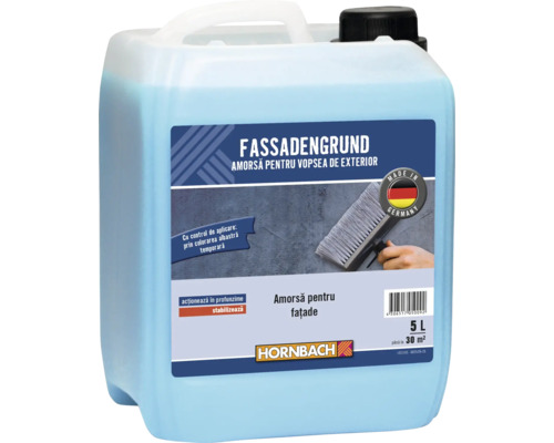 Amorsă pentru fațade Fassadengrund 5 litri de la Hornbach în canistră pentru pregătirea suprafețelor exterioare.