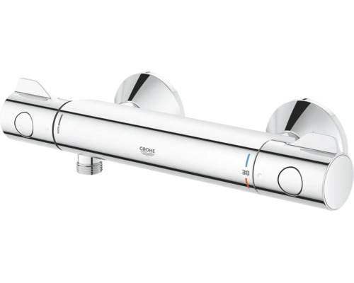 Baterie termostatată de duș Grohe pentru montaj pe perete cu blocare de siguranță la 38 grade Celsius