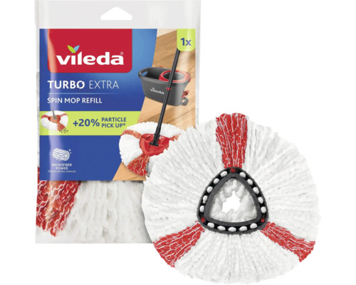 Rezerva pentru mop Vileda Turbo Extra din microfibra de forma rotunda cu suport triunghiular